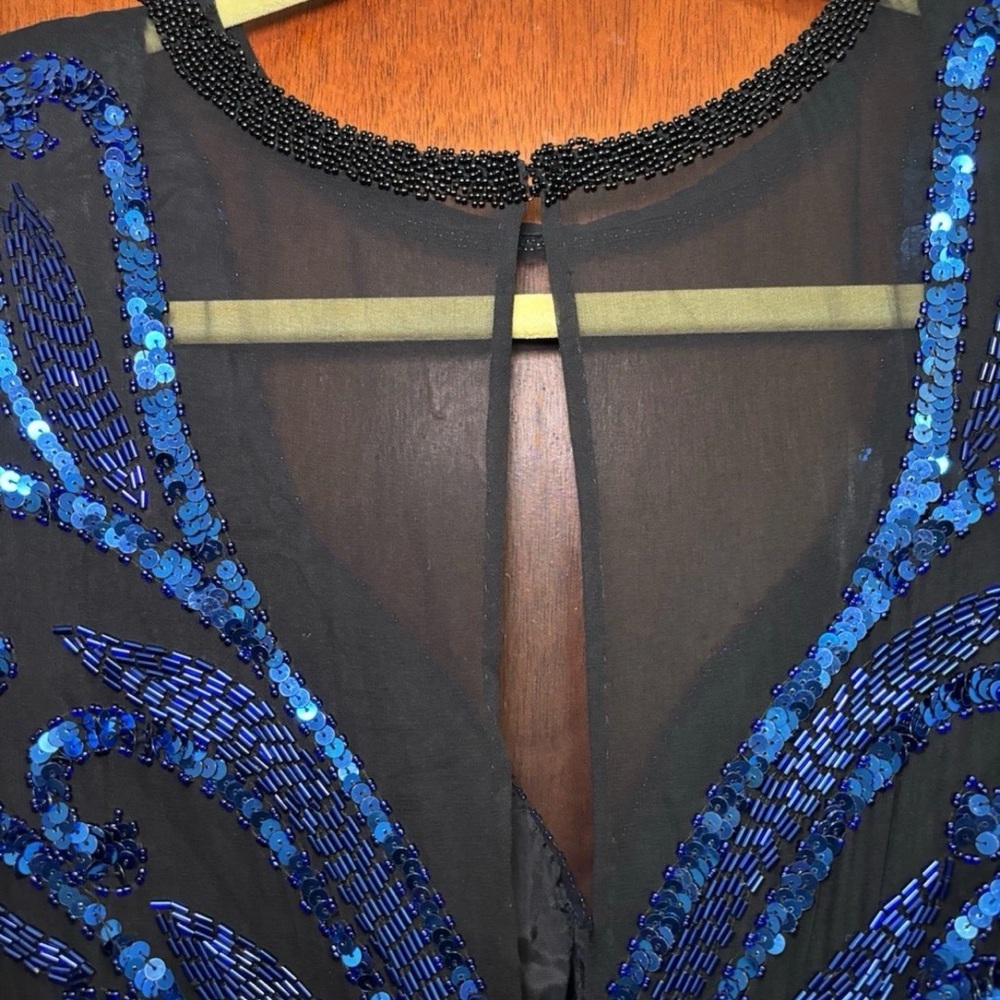 A.J. Bari Black Long Sleeve Dress with Blue Sequin Detail - Picture 14 of 14